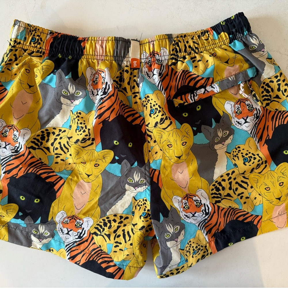 Colorful Lions and Tigers Print Swim Trunks